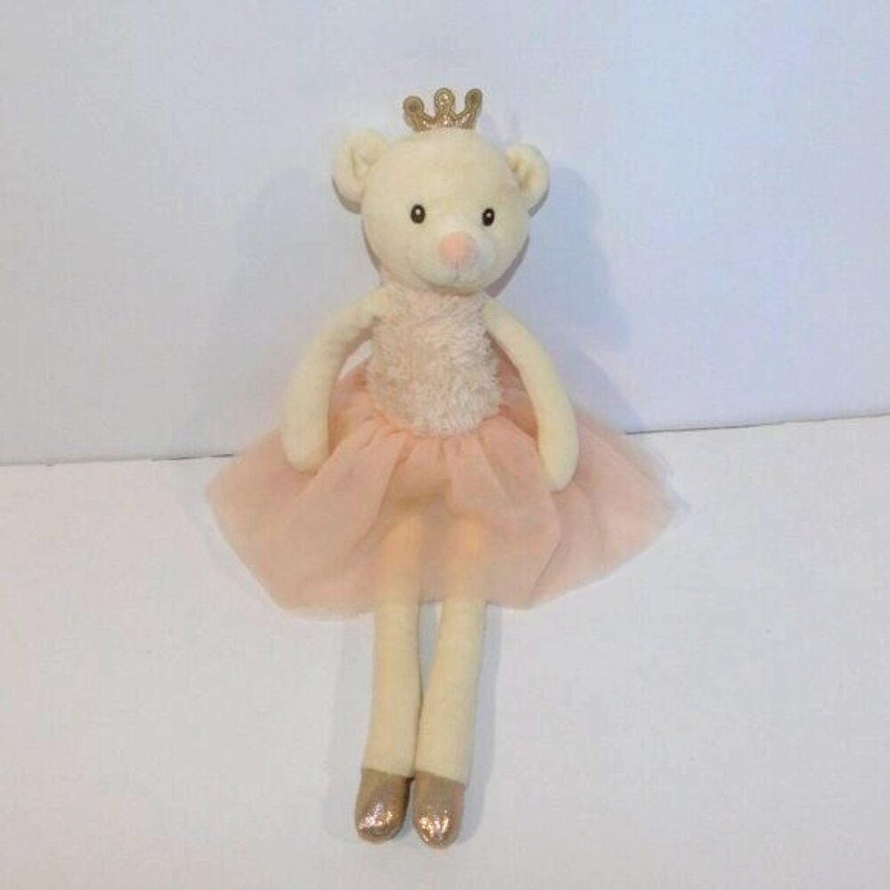 Coco Village 17" Plush Cream Pink Gold Ballerina Bear Stuffed Toy Lovey